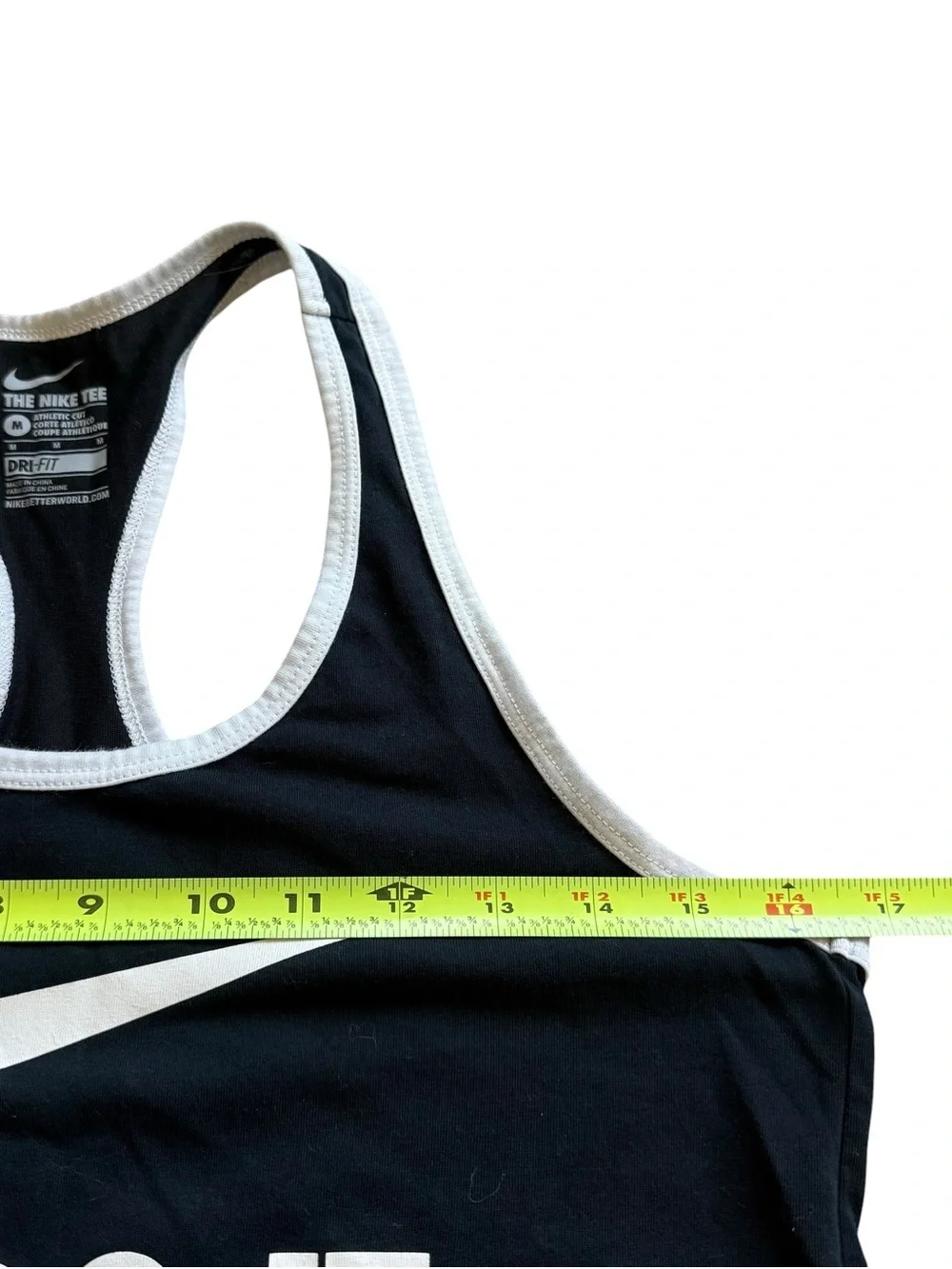 Nike Dri-FIT Just Do It Racerback Tank Top Black White Swoosh Women’s M Gym